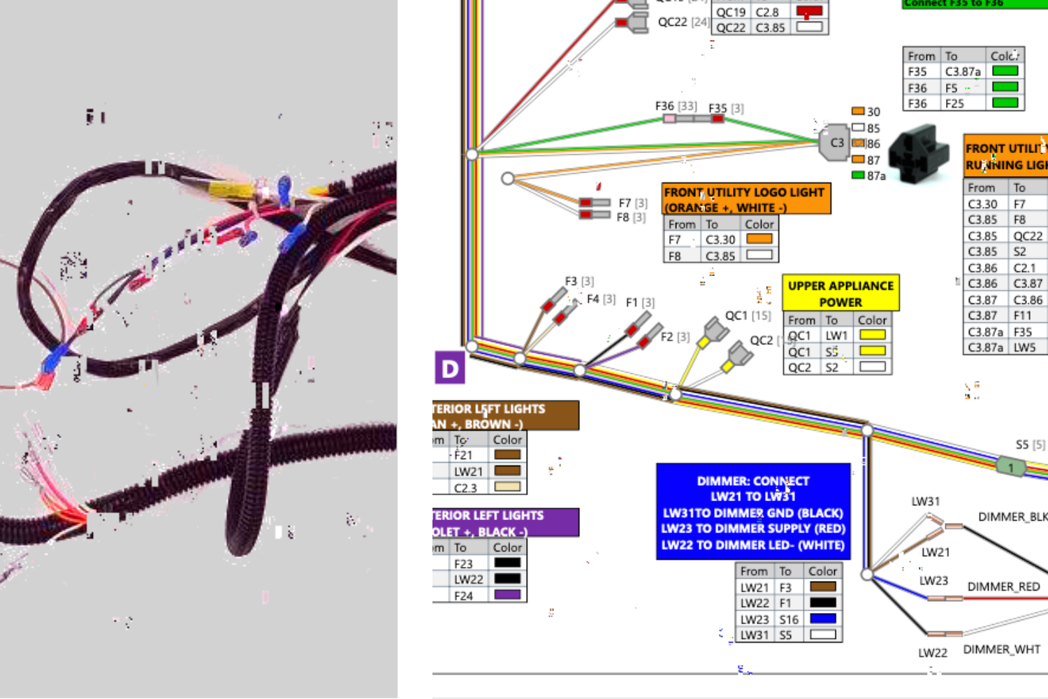 Red CORE ICE trailer set outside on the ice at night behind a four wheeler with tracks on it, a cooler set out front and the LED lights on